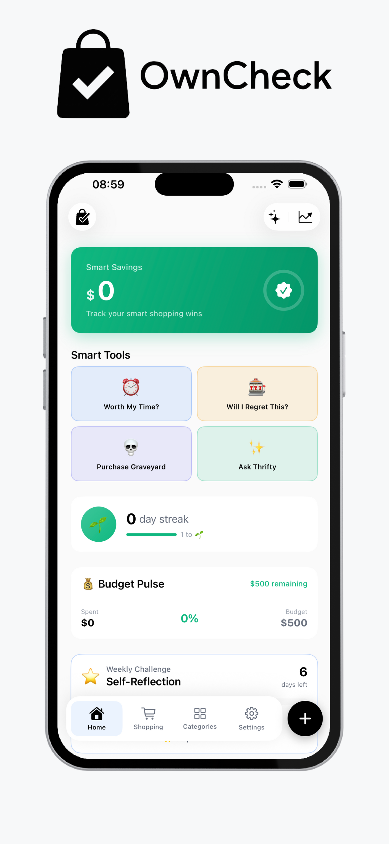 OwnCheck Home Screen